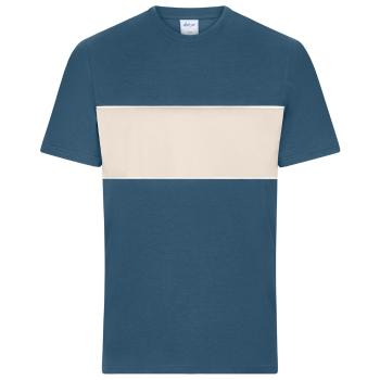 James & Nicholson (Daiber) Tričko s kontrastním pruhem 8049 - Dusty blue / pískovcová | L