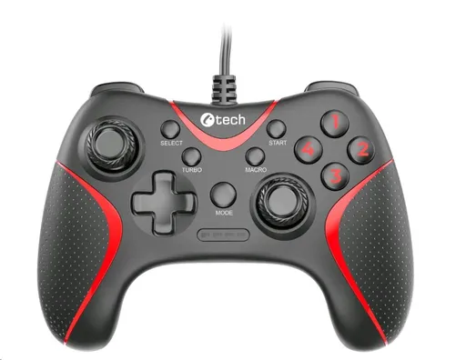 C-TECH gamepad Theon pro PC/PS3, 2 programovatelná makro tlačítka, 2x analog, X-input, vibrační, 1, 8m kab
