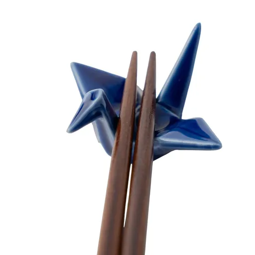 Oblázek na odložení hůlek ORIGAMI CRANE, modrá, keramika, MIJ