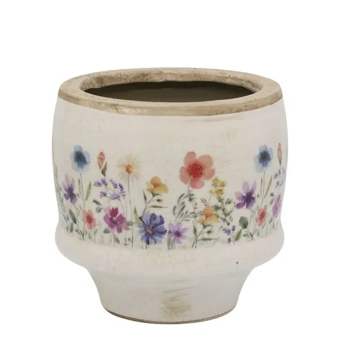 Bílá antik závěsná svítící konvička se Santou a třpytkami Glitt Led -  15*15*16 cm J-Line by Jolipa