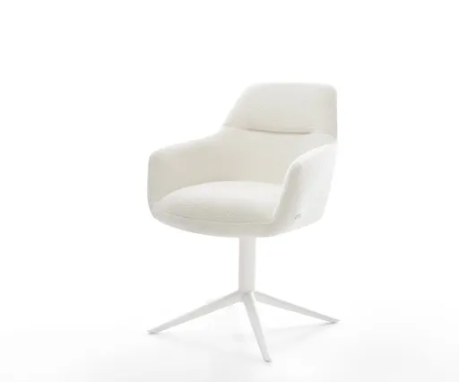 Jídelní židle Pejo-Flex bouclé měkký béžová podnož křížová bílá