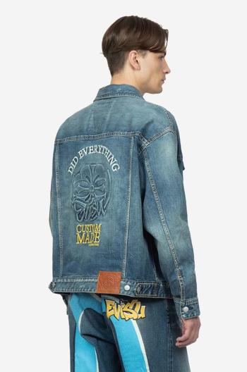 Džínová bunda Evisu Kamon Embossed Denim Jacket pánská, přechodná, oversize, 2ESHTM3DJ710LFCS INDIGO DARK TONE