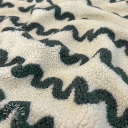 Kabátovina TEDDY JACQUARD Waves army green