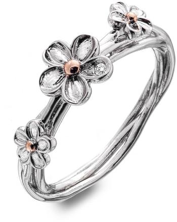 Hot Diamonds Stříbrný květinový prsten Forget me not DR214 54 mm