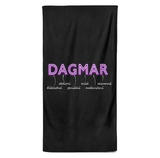 Osuška Ženská jména – NEON (Jméno: Dagmar, Velikost osušky: 70x140cm)