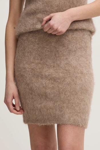 Vlnená sukňa Gestuz béžová farba, mini, puzdrová, 10909845