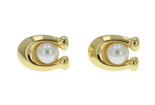 Coach Slušivé pozlacené náušnice s perlou 37341922GLD100
