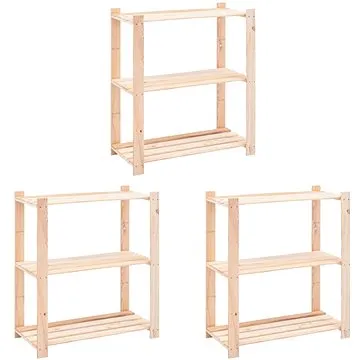 Regály 3 police 3 ks 80×38×90 cm masivní borovice 150 kg 3051118