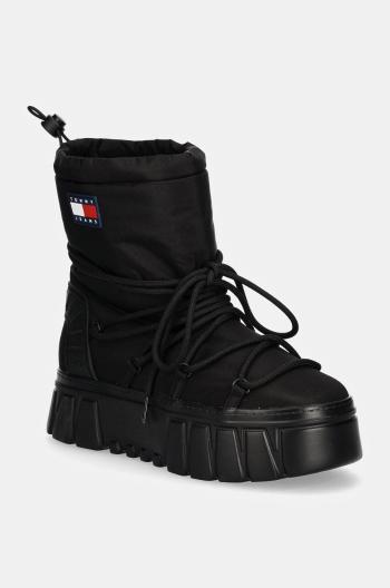 Sněhule Tommy Jeans TJW HYBRID BOOT černá barva, EN0EN02601