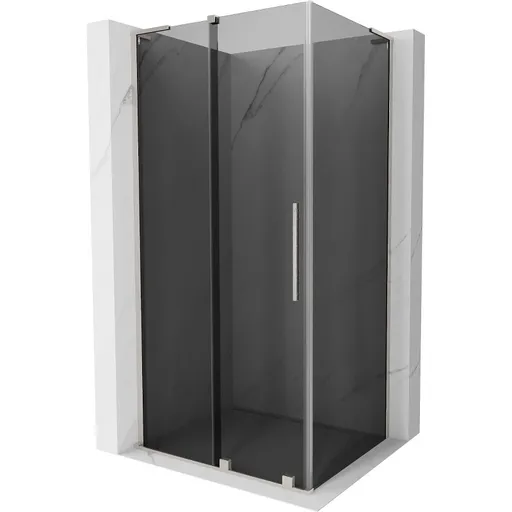 MEXEN/S Velar L sprchový kout, posuvné dveře 100 x 110, grafit, nikl kartáčovaný 871-100-110-43-97