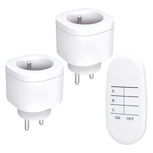 Solight dálkově ovládané zásuvky set 2 + 1, 2 zásuvky, 1 ovladač, learning code DY08