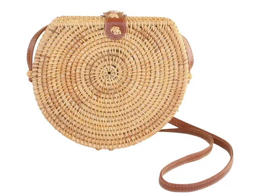 Kulatá ratanová kabelka přes rameno Bali - 20*7*17 cm Chic Antique