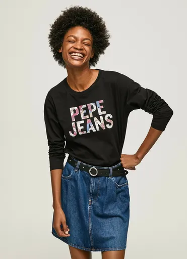 Pepe Jeans dámské černé tričko s potiskem LUNA PL505394990 XS