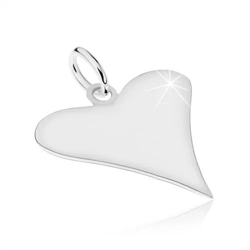 Přívěsek ze stříbra 925, ploché asymetrické srdíčko, hladký povrch