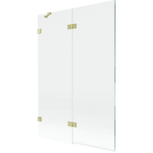 MEXEN/S Lunar vanová zástěna 2-křídlová levá 120 x 150, transparent, zlatá kartáčovaná 897-120-100-55-00-L