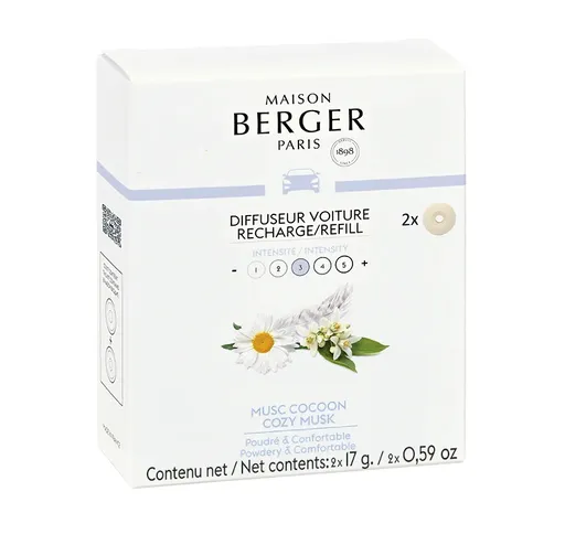Maison Berger Paris Náhradní náplň do difuzéru do auta Cozy Musk (Car Diffuser Recharge/Refill) 2 ks