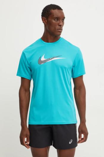 Sportovní triko Nike Stacked Swoosh tyrkysová barva, s potiskem, NESSE512