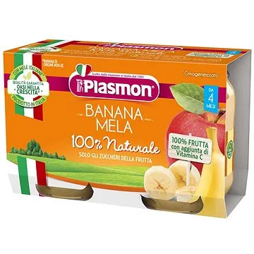 PLASMON bezlepkový ovocný jablko a banán 2× 104 g, 4m+ (8001040418949)