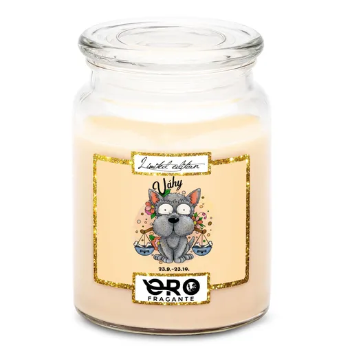 Svíčka Psí znamení – váhy (Vůně svíčky: Vanilka)