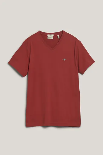 TRIČKO GANT SLIM SHIELD V-NECK T-SHIRT IRON RED