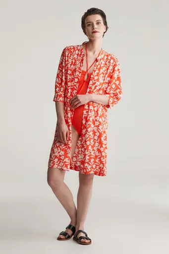 ŠATY GANT REG FLORAL PRINT SS SHIRT DRESS ORANGE RED