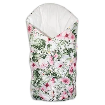 Baby Nellys Klasická retro šněrovací zavinovačka Flowers - bílá (115700)