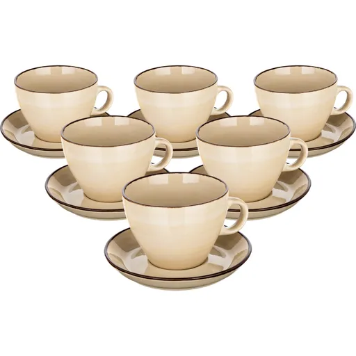 Banquet Sada 6 šálků s podšálky Palas 290 ml, krémová