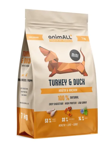 animALL Mini Turkey & Duck granule pro psy 7 kg