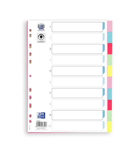 Oxford - Rozřaďovač Oxford A4/10 pastelových barev