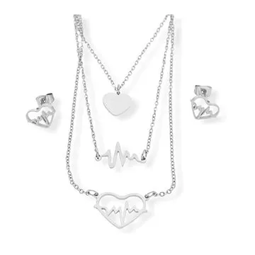 Ewena Souprava z chirurgické oceli srdce EKG (725765808394)