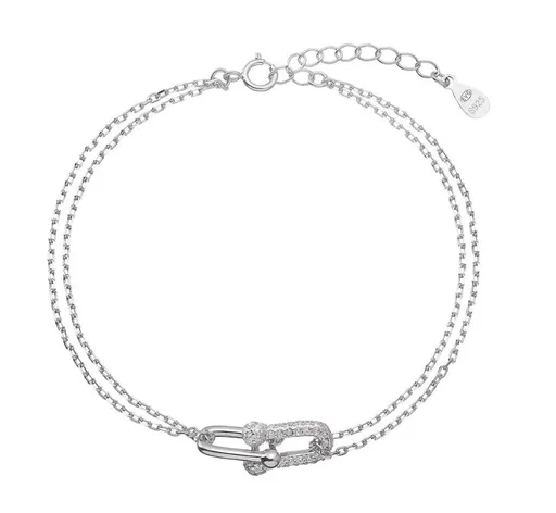 Evolution Group - Pavona Stříbrný dvojitý náramek se zirkony 13085.1