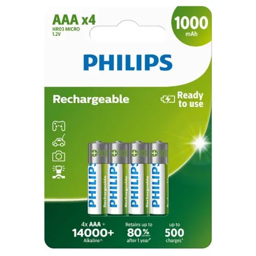 Philips Nabíjecí baterie AAA 1,2 V, 4 ks