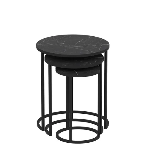 Odkládací stolek Gloria Black, 3 ks