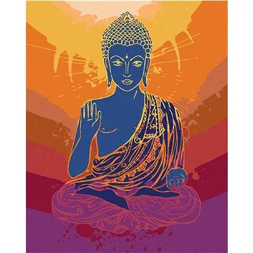 Diamondi - Diamantové malování - BUDDHA NA ORANŽOVÉM POZADÍ, 40x50 cm, Vypnuté plátno na rám (604941B)