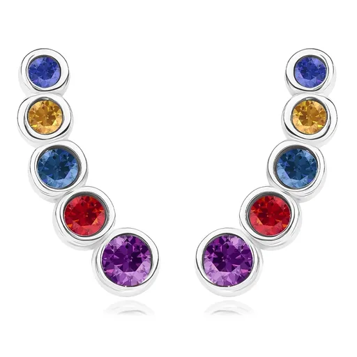 Náušnice ze stříbra 925 - oblouk s krystaly Swarovski, afro háček