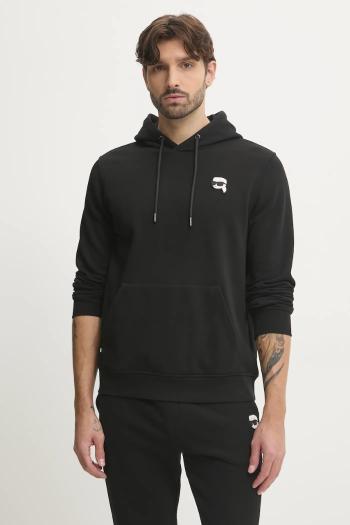 Mikina Karl Lagerfeld pánska, čierna farba, s kapucňou, s nášivkou, 500900.705711
