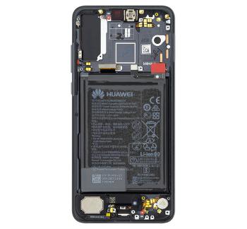 Huawei P20 Pro kompatibilis LCD modul kerettel, akkumulátorral, fekete