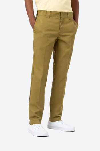 Kalhoty Dickies 872 Work Pant Rec pánské, zelená barva, přiléhavé, DK0A4XK8KHK-KHAKI