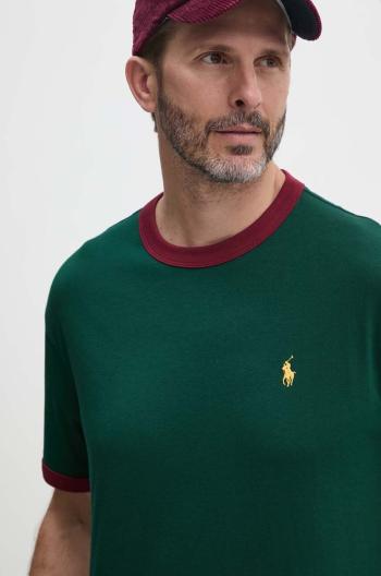 Bavlněné tričko Polo Ralph Lauren zelená barva, 710927102