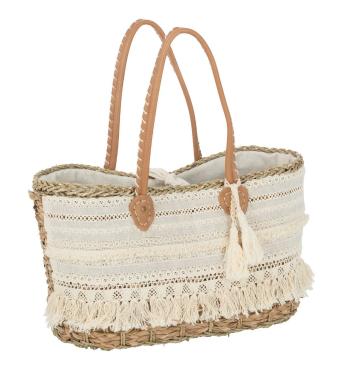 Plážová pletená taška se zdobnou krajkou Beach Bag Lace M - 42*22*27cm 33232