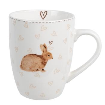 Bílý hrnek s králíčkem a srdíčky Bunnies in Love - 12*8*10 cm / 350 ml BSLCMU