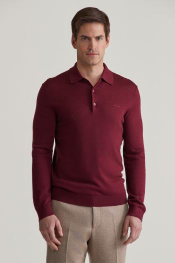 SVETR GANT EXTRAFINE MERINO WOOL POLO WINE RED