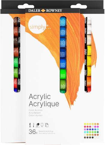 Daler Rowney Simply Sada akrylových barev Assorted Colours 36 x 12 ml