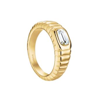 Rosefield Úchvatný pozlacený prsten z oceli s krystalem Iconic JROR 54 mm