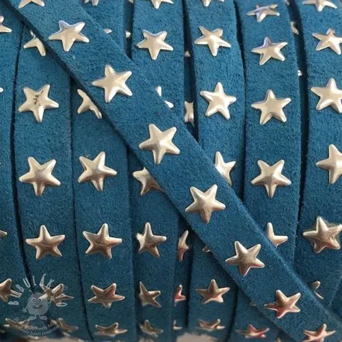 Semišová šňůra hvězdy aqua