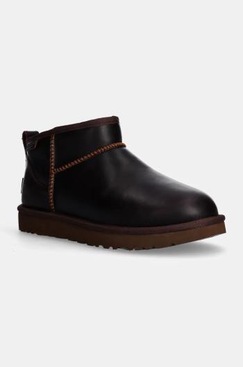 Kožené sněhule UGG Classic Ultra Mini Lthr Regen hnědá barva, 1163490-IWD