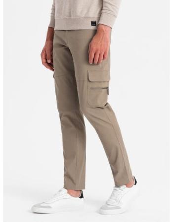 Pánské nákladní kalhoty STRAIGHT LEG s kapsami na zip khaki