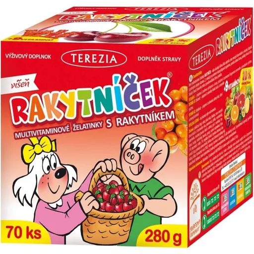 TEREZIA RAKYTNÍČEK MULTIVITAMINOVÉ ŽELATINKY S RAKYTNÍKEM VIŠEŇ 70 CAPS Dětské multivitaminy, , velikost