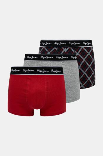 Boxerky Pepe Jeans TARTAN 3-pack pánské, šedá barva, PMU11162