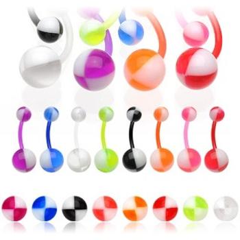 Piercing do pupka - dvojfarebný Ball - Farba piercing: Ružová